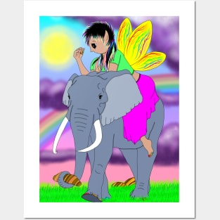 Tiger's eye fairy and elephant friend Posters and Art